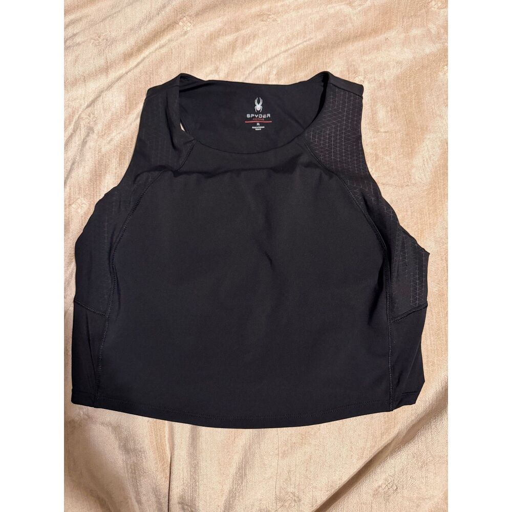 Spyder Active Women’s XL Black Athletic Tank & Biker Shorts 2 Piece Set